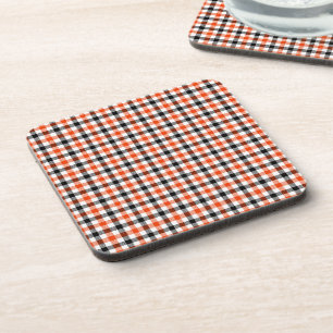 Posavasos Gingham de cuadros naranja, negro y blanco