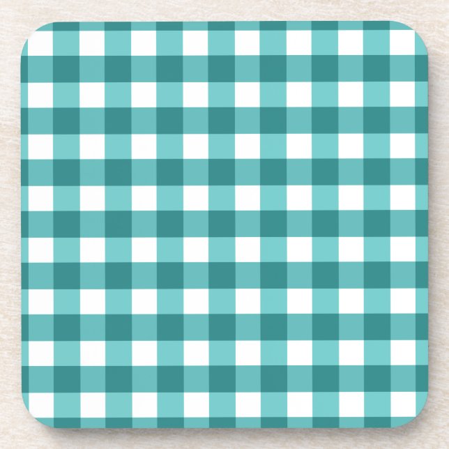 Posavasos gingham verde azulada (Frente)
