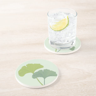 Posavasos Ginkgo deja los colores de fondo del Personalizabl