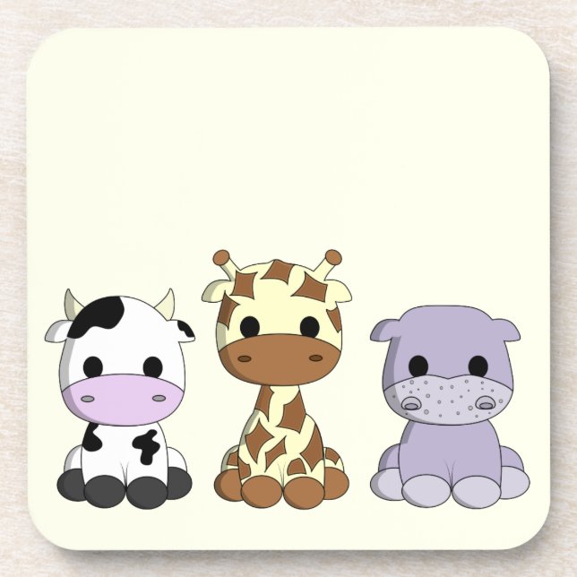 Posavasos Girafa de vaca dulce personalizado de hipopótamo a (Frente)