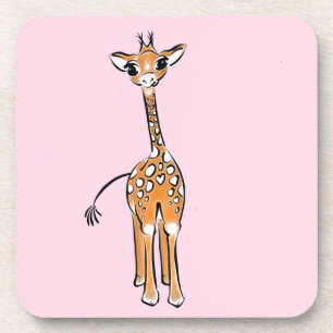 Posavasos Girafa fina dibujando rosa