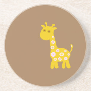 Posavasos Girafa retro divertida de flores de estampado past