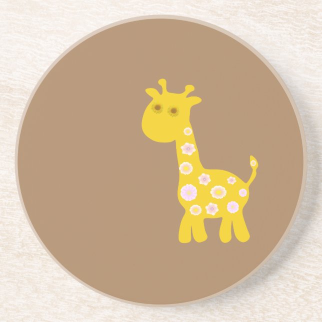 Posavasos Girafa retro divertida de flores de estampado past (Frente)