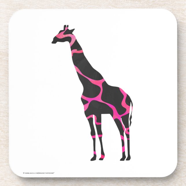 Posavasos Giraffe Hot Pink and Black Silhouette (Frente)