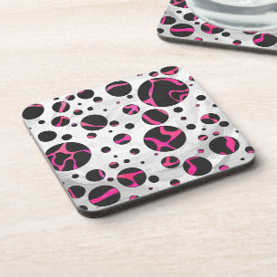 Posavasos Giraffe Impresión rosa y negra caliente