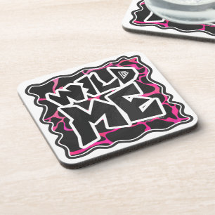 Posavasos Giraffe Impresión rosa y negra caliente