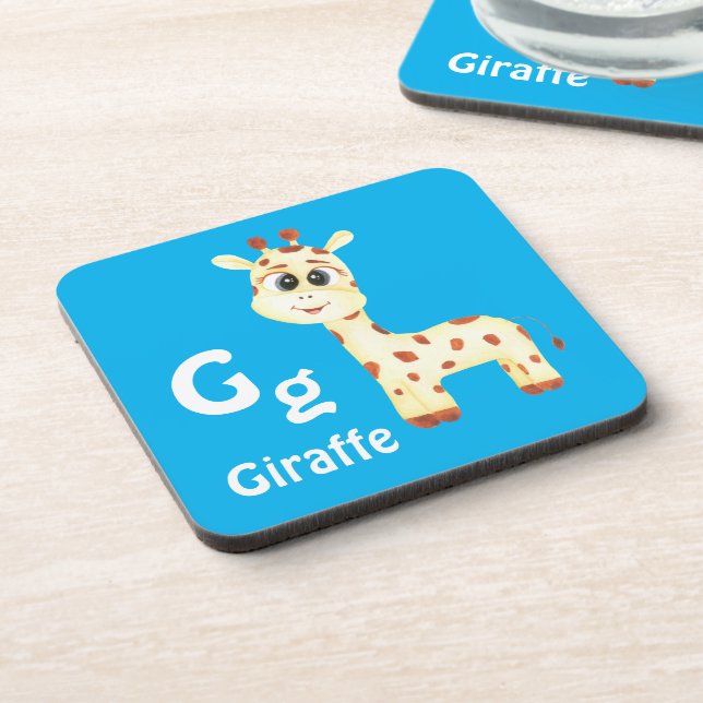 Posavasos Giraffe personalizar ABC: Letra G - Añadir tu nomb (Lado Izquierdo)