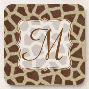 Posavasos Giraffe Punto de impresión animal Monograma Beber 
