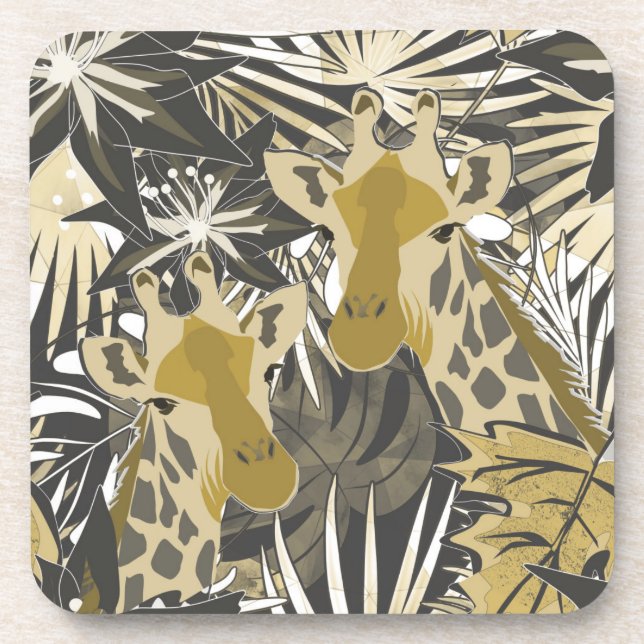 Posavasos Giraffes in the night forest. (Frente)