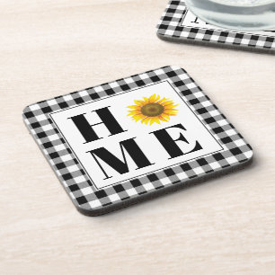 Posavasos Girasol de cuadros de Búfalo "Hogar"