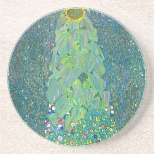 Posavasos Girasol de Klimt, flores antiguas Art Nouveau (Frente)