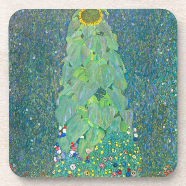 Posavasos Girasol de Klimt, flores antiguas Art Nouveau (Frente)