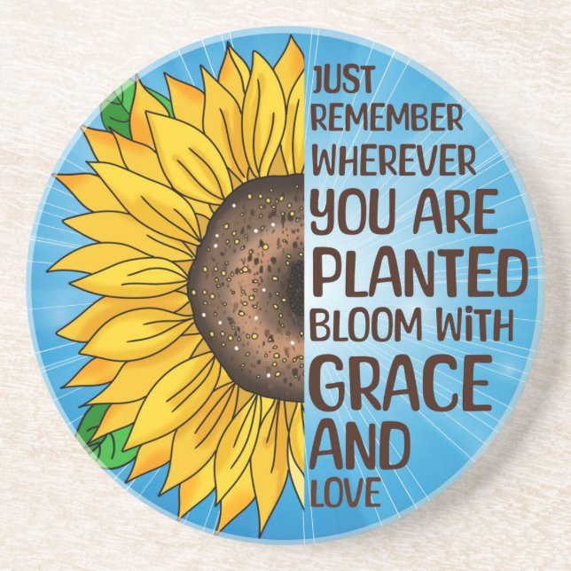 Posavasos Girasol dibujado a mano y presupuesto (Frente)