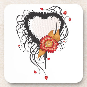 Posavasos Girasol negro de corazón