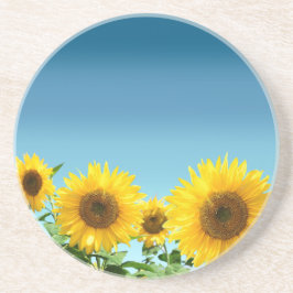 Posavasos Girasoles Elegantes en Tonos Azul Cielo Bebida Coa