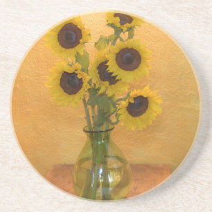 Posavasos Girasoles en jarrón sobre mesa 2