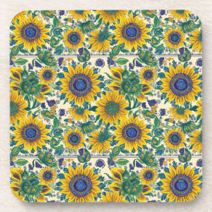 Posavasos Girasoles. Patrón de arte popular ucraniano Petrik
