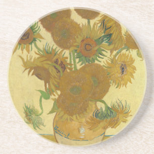 Posavasos Girasoles, pintura al óleo de naturaleza muerta, V