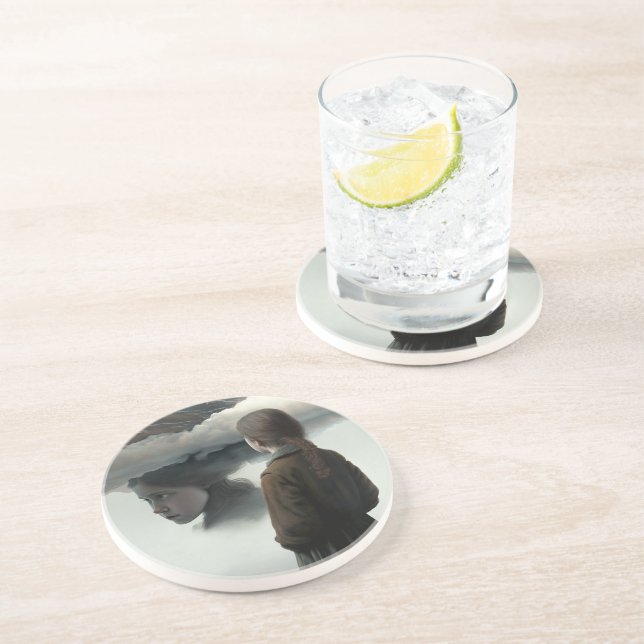 Posavasos Girl with clouds (Lado)