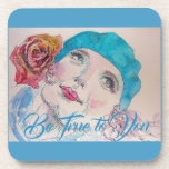 Posavasos Girl with Red Rose Beret Watercolor<br><div class="desc">Girl with Red Rose Beret Watercolor Set of 6 Coasters. Designed from one of my original watercolour paintings.</div>