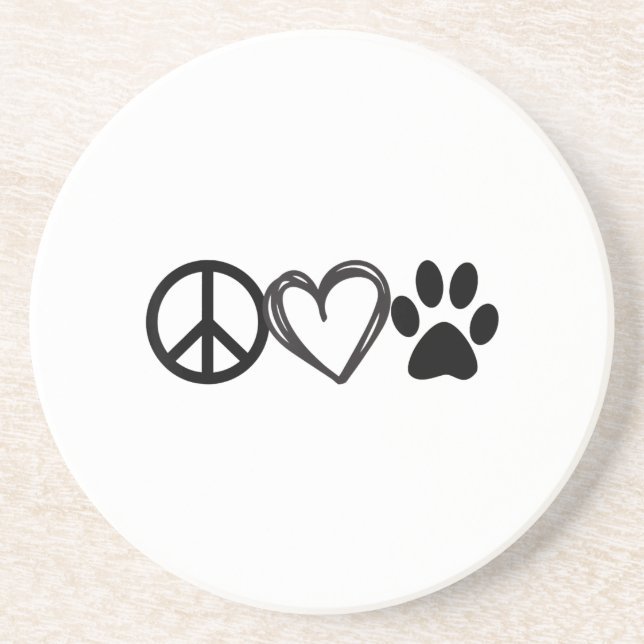 Posavasos Girls Guys Dog _ Cat Lover Shirt Peace Love Paws (Frente)