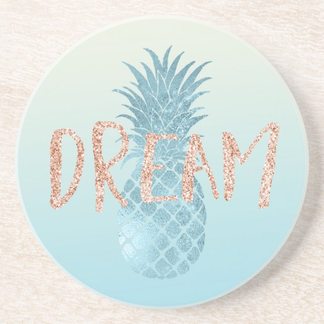 Posavasos Girly Aqua Glam Tropical Pineapple Pink Dream (Frente)