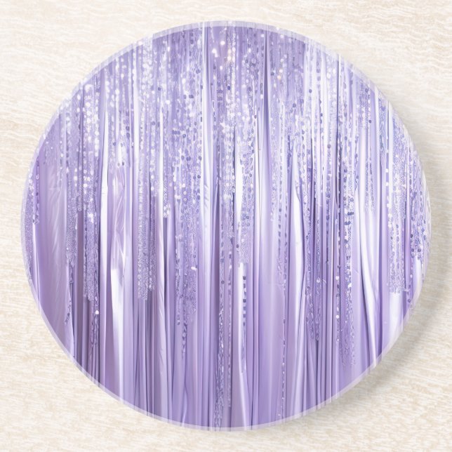Posavasos Girly Lavender Purple Glam Tinsel Stripes (Frente)