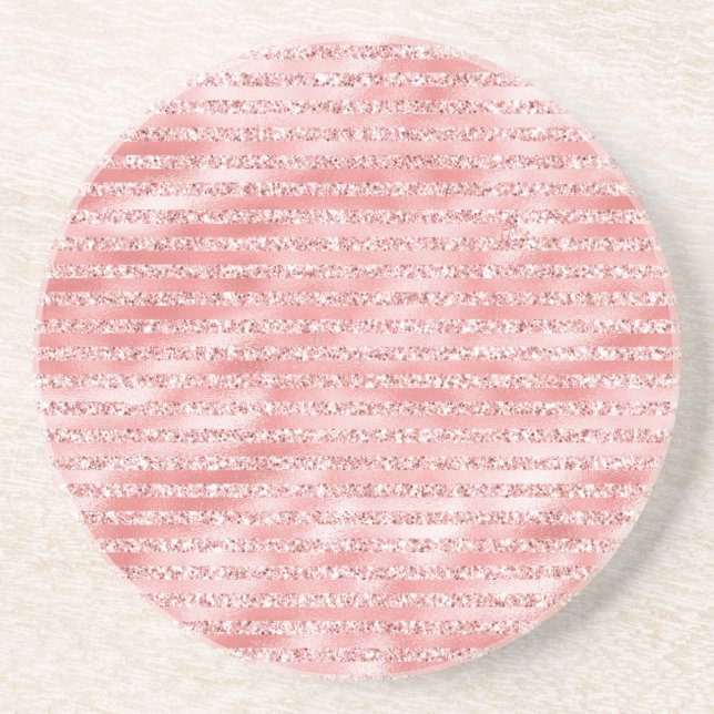 Posavasos Girly Pink Melon Purpurina Stripes (Frente)