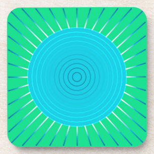 Posavasos Giro geométrico moderno - azul y verde jade