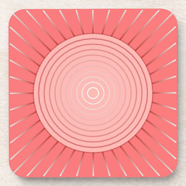 Posavasos Giro geométrico moderno - Rosa de coral profundo (Frente)