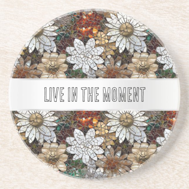 Posavasos Glam Champagne Flores blancas rojas de oro (Frente)