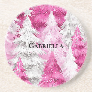 Posavasos Glam de plata rosada Girly Estribos de árboles de 