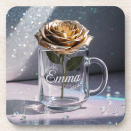 Posavasos Glam Gold Rosa Plastic Coaster Set