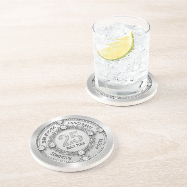 Posavasos Glamoroso 25° Aniversario Boda (Lado)
