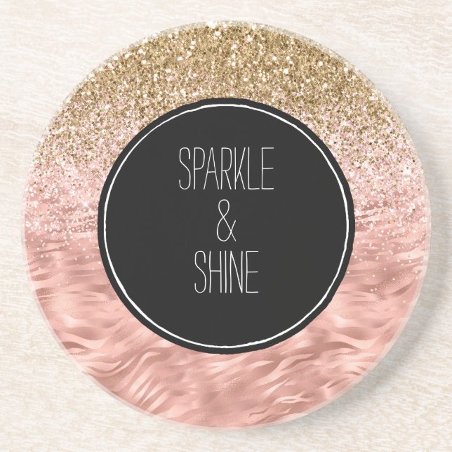 Posavasos Glitz de impresión de cebra rosa de moda (Frente)