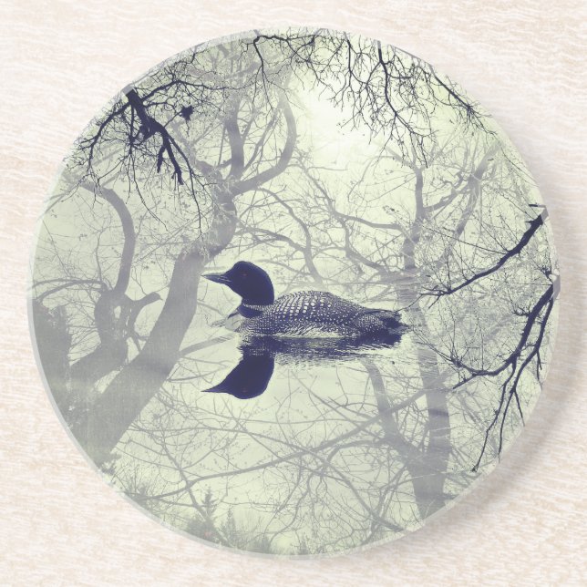 Posavasos Globo blanco y negro sobre la arenisca del lago (Frente)