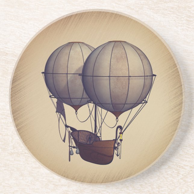 Posavasos Globos aerostáticos Steampunk con barco (Frente)