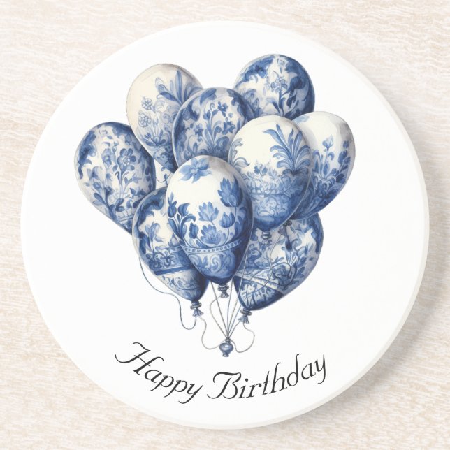 Posavasos Globos azules Delft, personalizable (Frente)