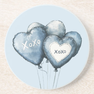 Posavasos Globos Blue White Denim Heart