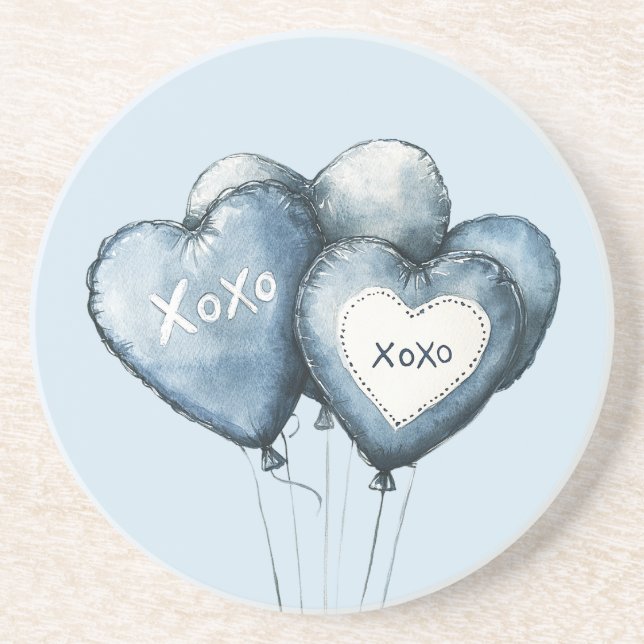 Posavasos Globos Blue White Denim Heart (Frente)