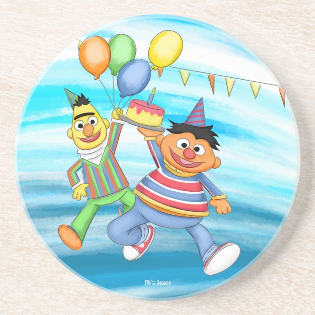 Posavasos Globos de Bert y Ernie Birthday (Frente)