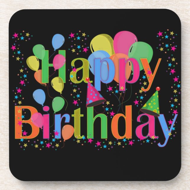 Posavasos Globos de Fiestas de cumpleaños felices (Frente)