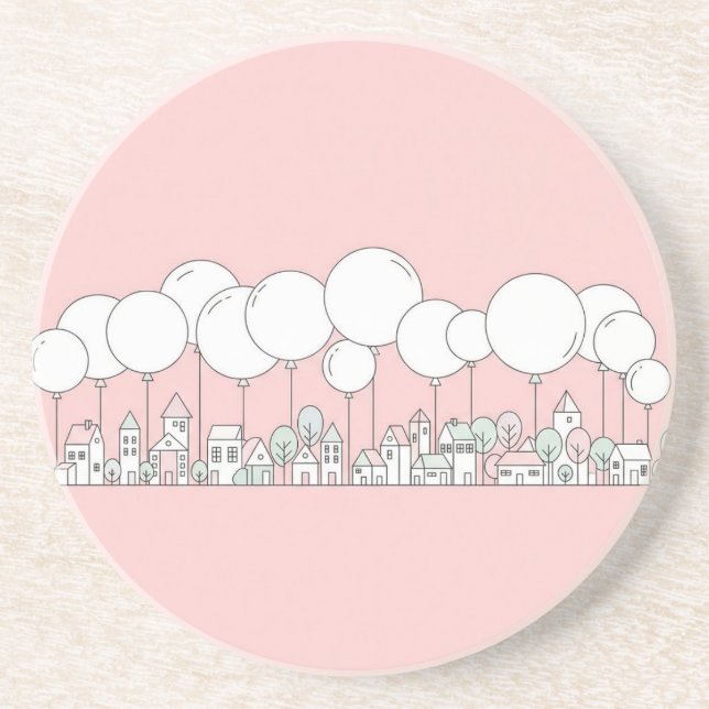 Posavasos Globos por la ciudad de Natasha Us (Frente)