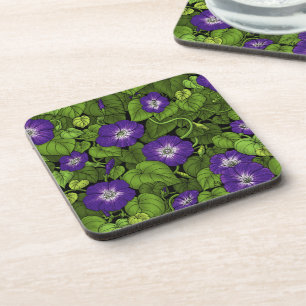 Posavasos Gloria matutina en morado y verde