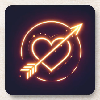 Posavasos glowing image of a heart with cupid's arrow