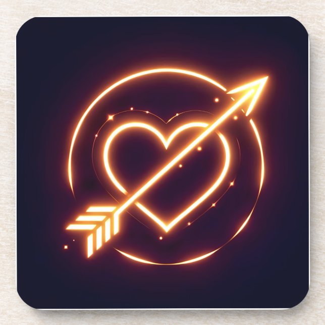Posavasos glowing image of a heart with cupid's arrow (Frente)
