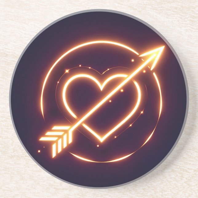 Posavasos glowing image of a heart with cupid's arrow (Frente)