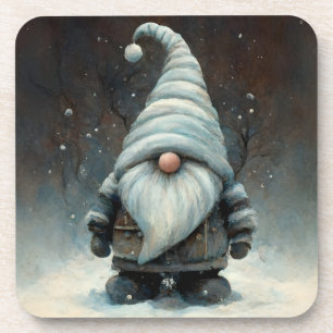 Posavasos Gnome de invierno en un bosque nevado
