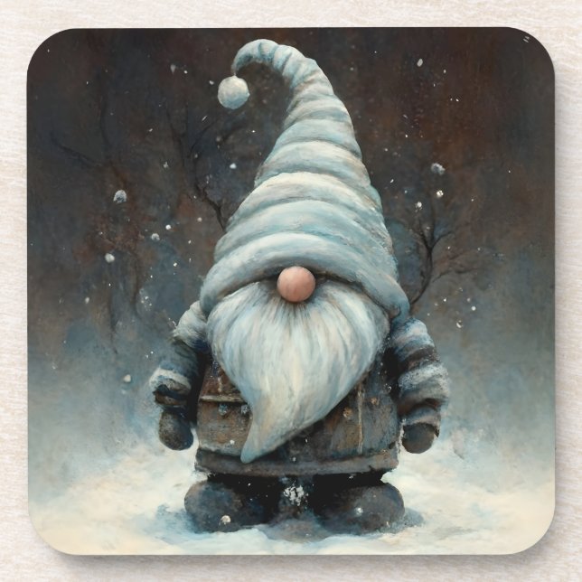 Posavasos Gnome de invierno en un bosque nevado (Frente)