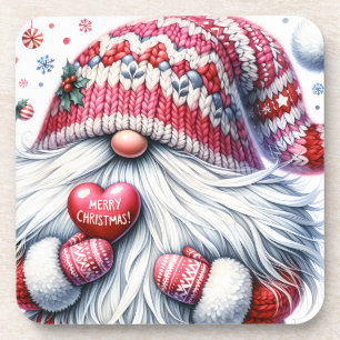 Posavasos Gnome de los Navidades rojos curados